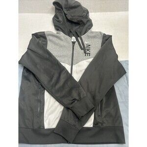 Nike Men’s Colorblock Full Zip Hooded Hoodie w/ Pockets Grey Sz M